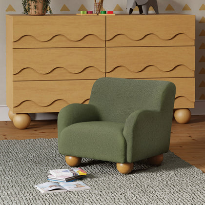 M31903POB,Babyletto Kids,Swoops Kids Chair in Performance Olive Boucle