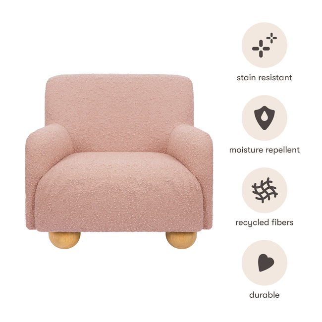 M31903PRSB,Babyletto Kids,Swoops Kids Chair in Performance Rose Boucle