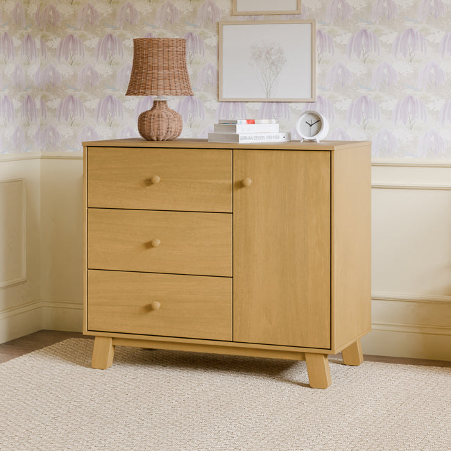 Hudson Modern 3-Drawer Dresser Babyletto Color: Natural Walnut