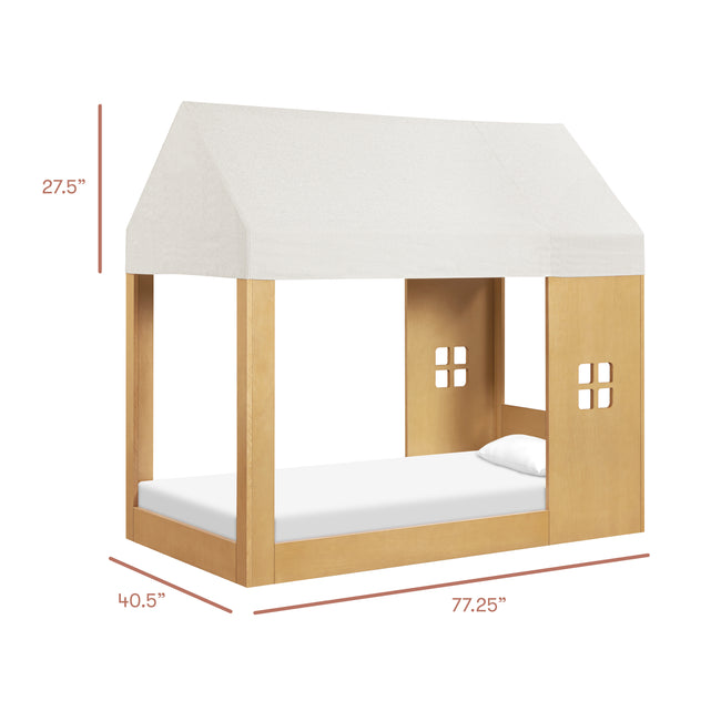 M32830FCS,Babyletto Kids,Uchi Montessori-Inspired House Twin Bed Canopy in Fog Chatham Stripe Eco-Weave