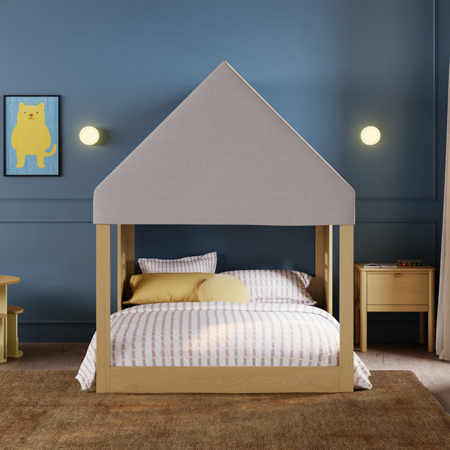 M32859FCS,Babyletto Kids,Uchi Montessori-Inspired House Full Bed Canopy in Fog Chatham Stripe Eco-Weave
