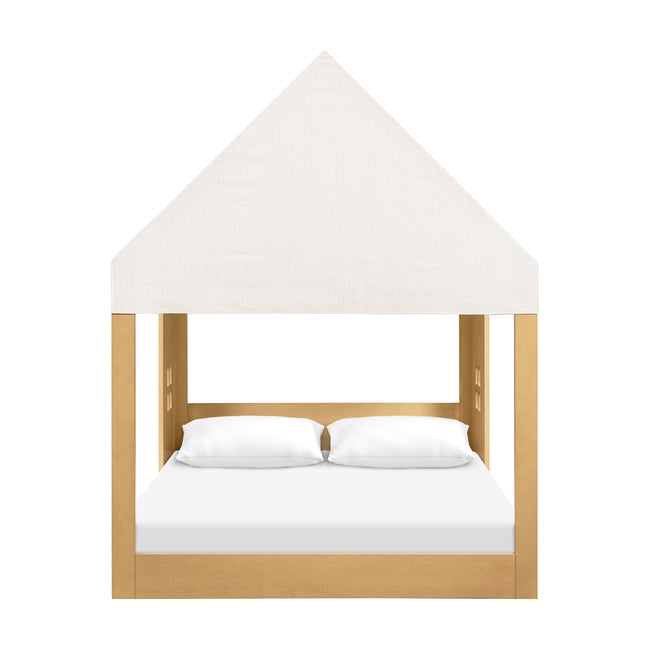 M32859FCS,Babyletto Kids,Uchi Montessori-Inspired House Full Bed Canopy in Fog Chatham Stripe Eco-Weave