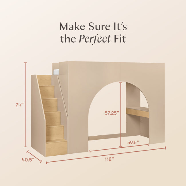 M32971TPESH,Babyletto Kids,Moab Stair Loft Bed in Taupe/Ash