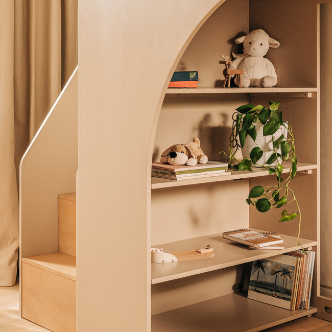 M32971TPESH,Babyletto Kids,Moab Stair Loft Bed in Taupe/Ash
