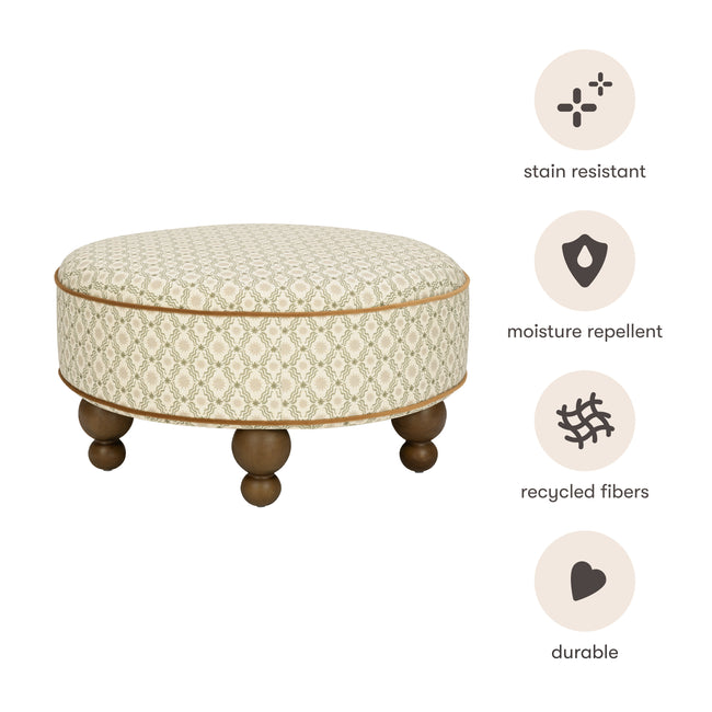 M33385OSRCTF,Babyletto,Nate Berkus x Babyletto Astre Ottoman in Perf Olive Star Eco-Crossweave w/Toffee feet