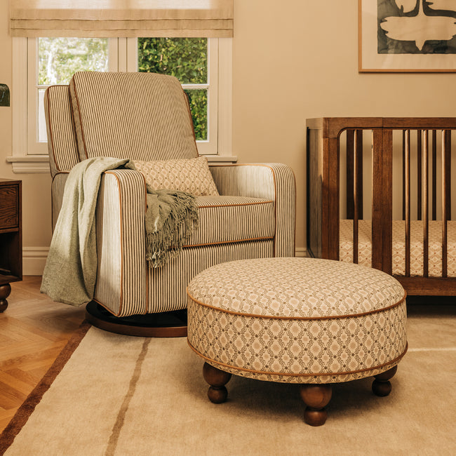 M33385OSRCTF,Babyletto,Nate Berkus x Babyletto Astre Ottoman in Perf Olive Star Eco-Crossweave w/Toffee feet