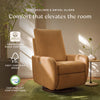 M34688PSVTB,Babyletto,Petal Glider Recliner w/Electronic Control and USB in Performance Sienna Velvet w/ Toffee Wood Base