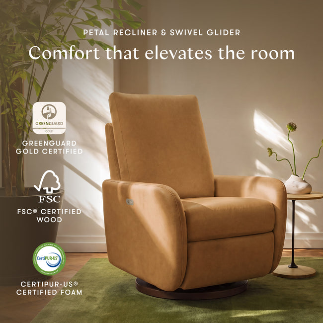 M34688PSVTB,Babyletto,Petal Glider Recliner w/Electronic Control and USB in Performance Sienna Velvet w/ Toffee Wood Base