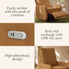 M34688PSVTB,Babyletto,Petal Glider Recliner w/Electronic Control and USB in Performance Sienna Velvet w/ Toffee Wood Base