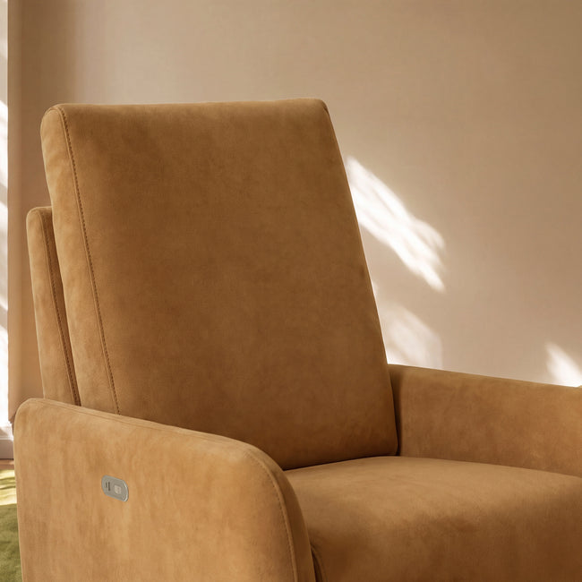 M34688PSVTB,Babyletto,Petal Glider Recliner w/Electronic Control and USB in Performance Sienna Velvet w/ Toffee Wood Base