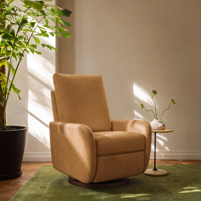 M34688PSVTB,Babyletto,Petal Glider Recliner w/Electronic Control and USB in Performance Sienna Velvet w/ Toffee Wood Base