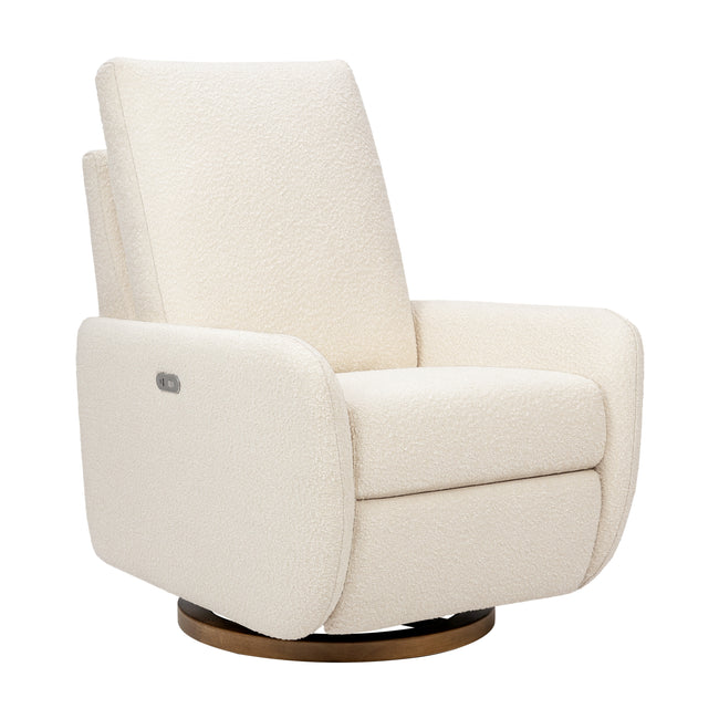 M34688PWBTB,Babyletto,Petal Glider Recliner w/Electronic Control and USB in Performance Ivory Boucle w/ Toffee Wood Base