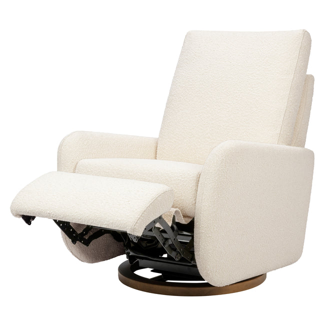 M34688PWBTB,Babyletto,Petal Glider Recliner w/Electronic Control and USB in Performance Ivory Boucle w/ Toffee Wood Base