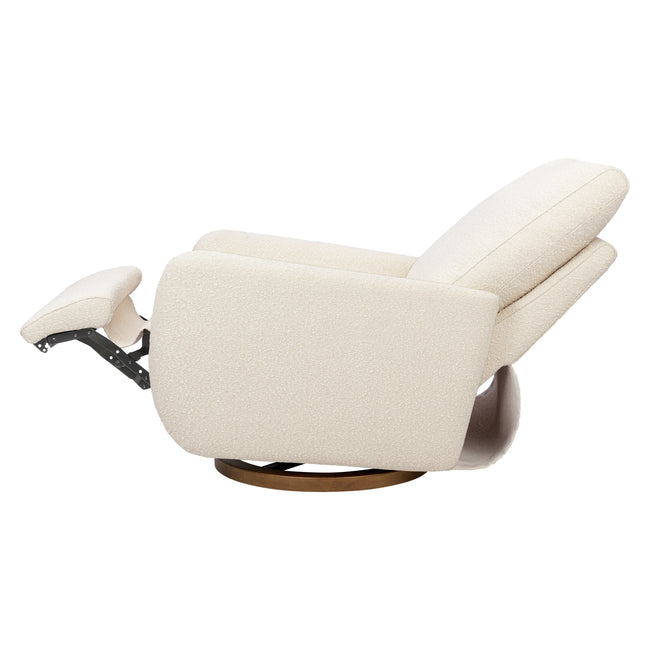 M34688PWBTB,Babyletto,Petal Glider Recliner w/Electronic Control and USB in Performance Ivory Boucle w/ Toffee Wood Base