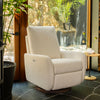 M34688PWBTB,Babyletto,Petal Glider Recliner w/Electronic Control and USB in Performance Ivory Boucle w/ Toffee Wood Base