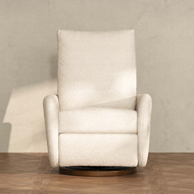 M34688PWBTB,Babyletto,Petal Glider Recliner w/Electronic Control and USB in Performance Ivory Boucle w/ Toffee Wood Base