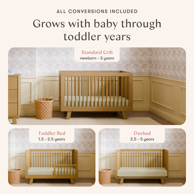 M4201HY,Babyletto,Hudson 3-in-1 Convertible Crib w/Toddler Bed Conversion Kit in Honey Finish