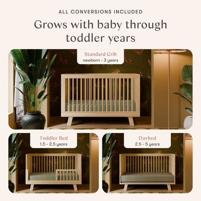 M4201N,Babyletto,Hudson 3-in-1 Convertible Crib w/Toddler Bed Conversion Kit in Natural Finish