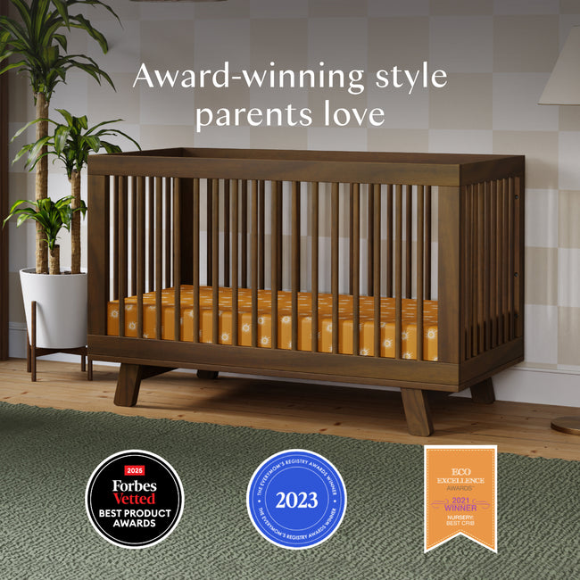 M4201NL,Babyletto,Hudson 3-in-1 Convertible Crib w/Toddler Bed Conversion Kit in Natural Walnut