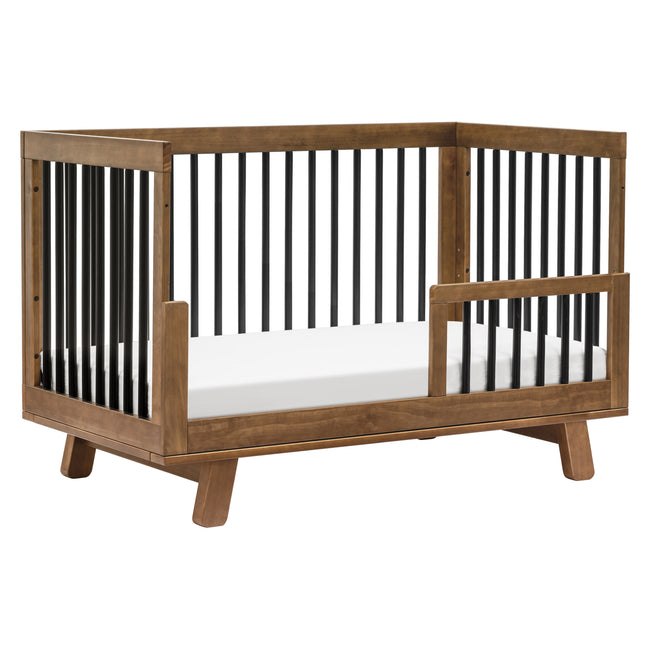 M4201NLB,Babyletto,Hudson 3-in-1 Convertible Crib w/ToddlerBedConversion Kit in Natural Walnut/Black