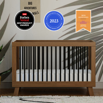 M4201NLB,Babyletto,Hudson 3-in-1 Convertible Crib w/ToddlerBedConversion Kit in Natural Walnut/Black