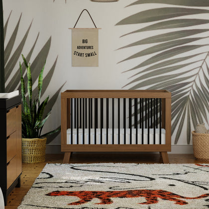 M4201NLB,Babyletto,Hudson 3-in-1 Convertible Crib w/ToddlerBedConversion Kit in Natural Walnut/Black