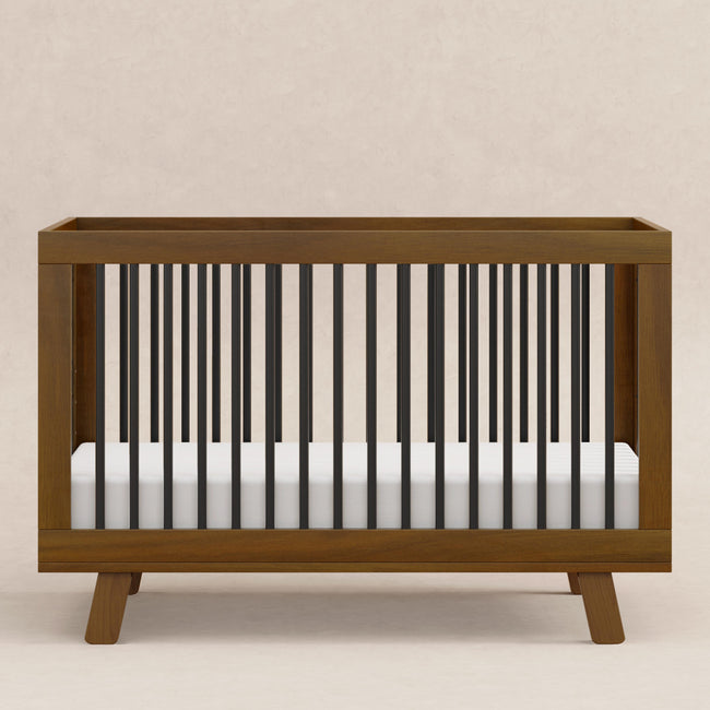 M4201NLB,Babyletto,Hudson 3-in-1 Convertible Crib w/ToddlerBedConversion Kit in Natural Walnut/Black