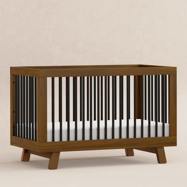 M4201NLB,Babyletto,Hudson 3-in-1 Convertible Crib w/ToddlerBedConversion Kit in Natural Walnut/Black