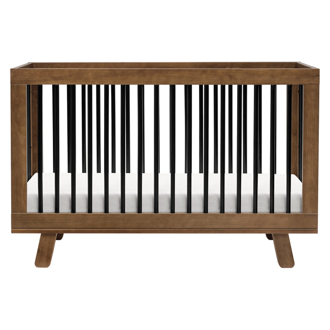 M4201NLB,Babyletto,Hudson 3-in-1 Convertible Crib w/ToddlerBedConversion Kit in Natural Walnut/Black