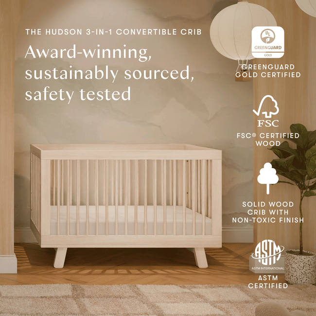 M4201NX,Babyletto,Hudson 3-in-1 Convertible Crib w/Toddler Bed Conversion Kit in Washed Natural