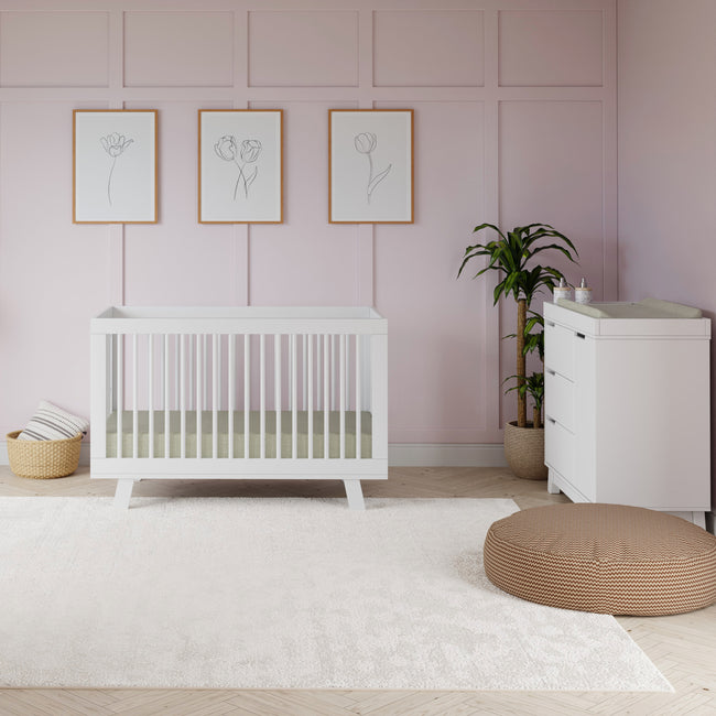 M4201W,Babyletto,Hudson 3-in-1 Convertible Crib w/Toddler Bed Conversion Kit in White Finish