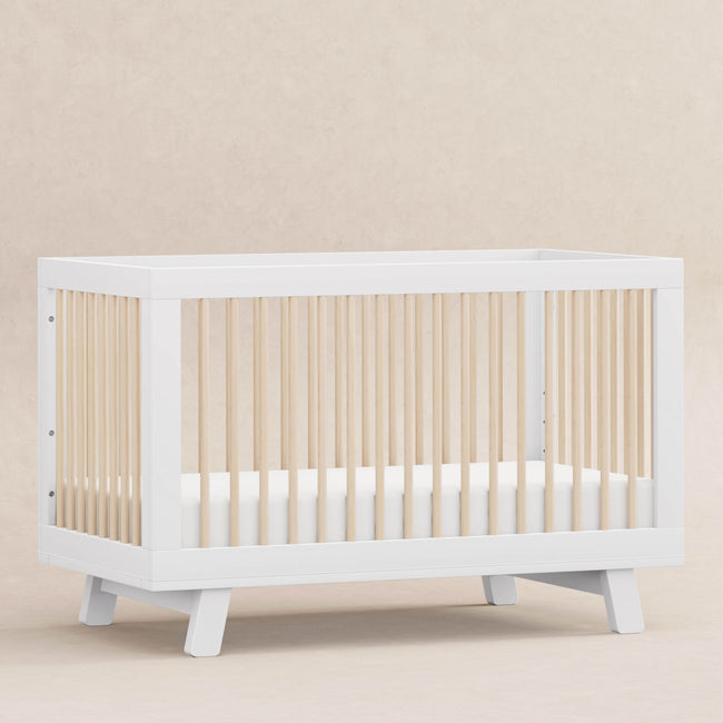 M4201WNX,Babyletto,Hudson 3-in-1 Convertible Crib w/ToddlerBedConversion Kit in White/Washed Natural