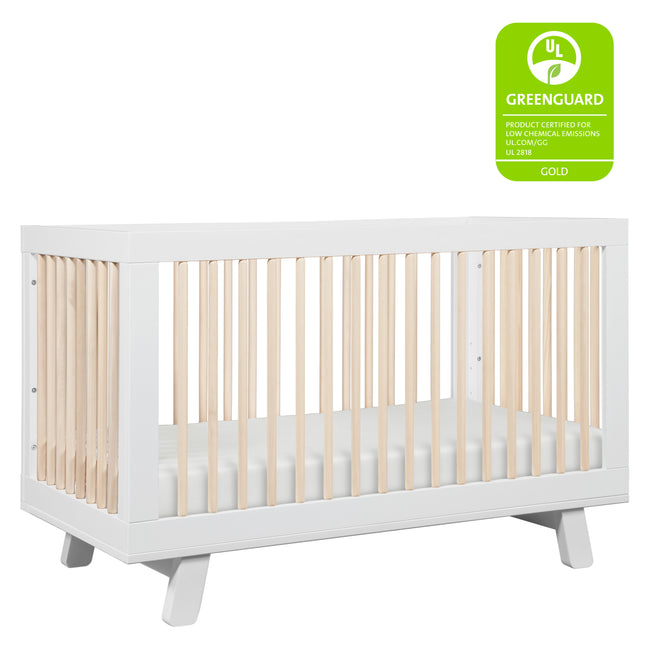 M4201WNX,Babyletto,Hudson 3-in-1 Convertible Crib w/ToddlerBedConversion Kit in White/Washed Natural