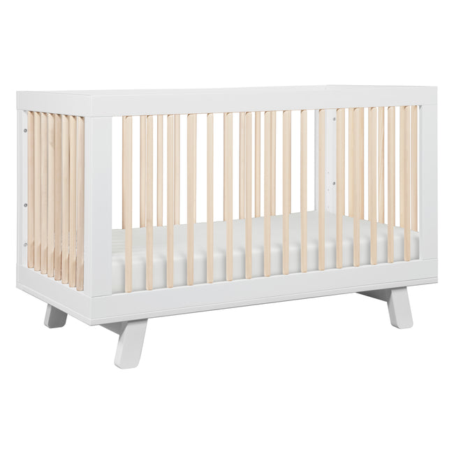 M4201WNX,Babyletto,Hudson 3-in-1 Convertible Crib w/ToddlerBedConversion Kit in White/Washed Natural