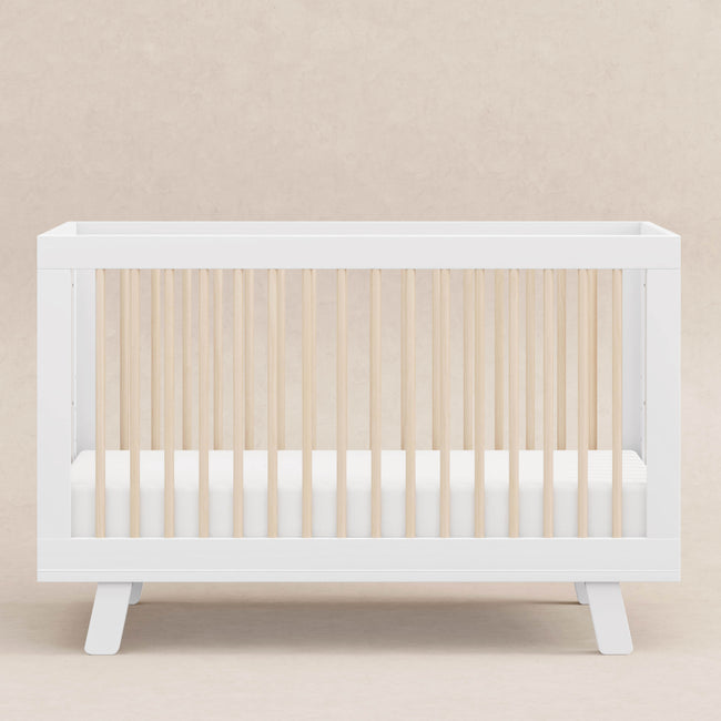 M4201WNX,Babyletto,Hudson 3-in-1 Convertible Crib w/ToddlerBedConversion Kit in White/Washed Natural