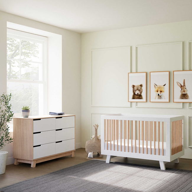 Hudson 6 Drawer Double Dresser Babyletto Washed Natural/White