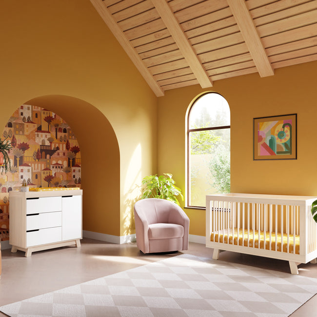 M4223NXW,Babyletto,Hudson 3-Drawer Changer Dresser w/Removable Changing Tray in WashedNatural/White