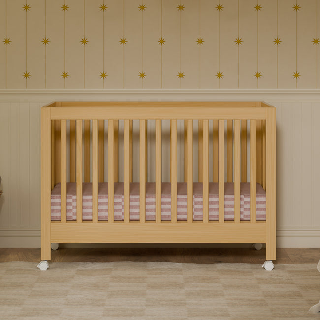 M6601HY,Babyletto,Maki Full-Size Folding Crib w/ Toddler Bed Conversion Kit in Honey