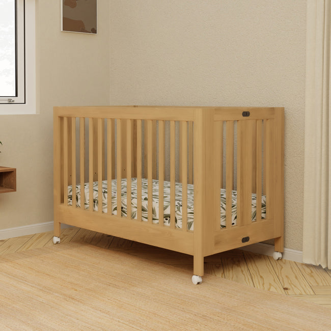 M6601HY,Babyletto,Maki Full-Size Folding Crib w/ Toddler Bed Conversion Kit in Honey