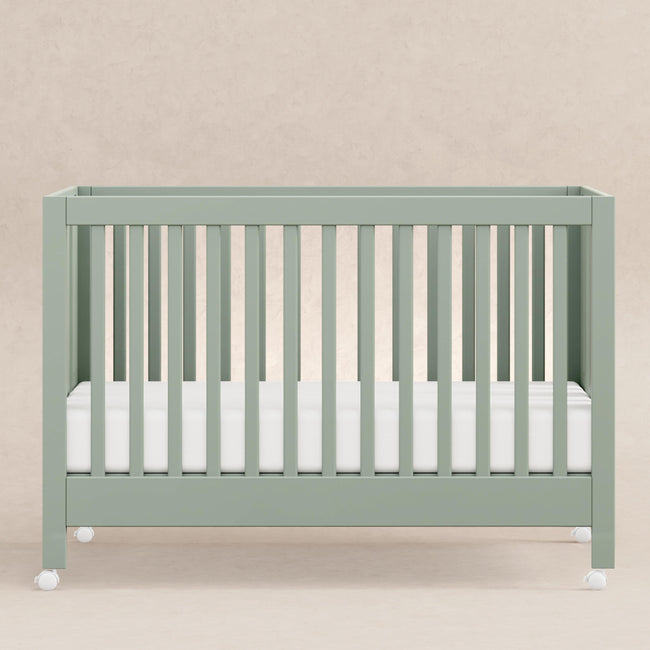 M6601LS,Babyletto,Maki Full Size Folding Crib w/ Toddler Bed Conversion Kit in Light Sage