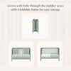 M6601LS,Babyletto,Maki Full Size Folding Crib w/ Toddler Bed Conversion Kit in Light Sage