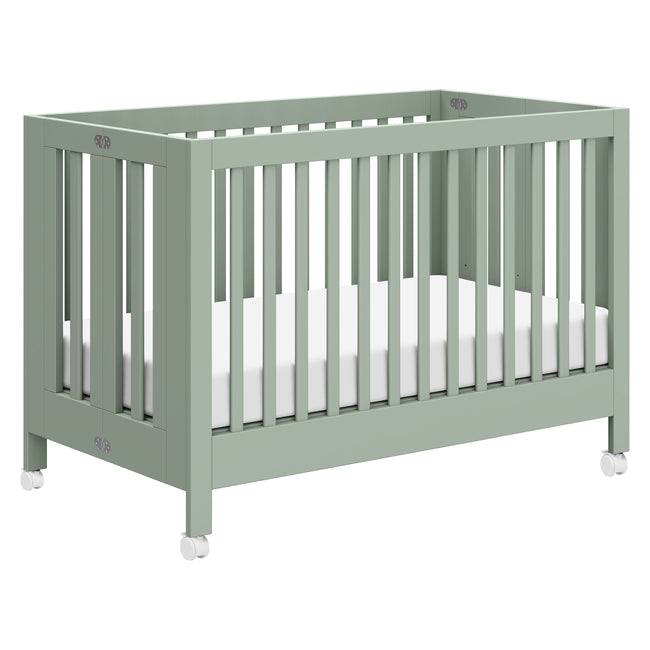 M6601LS,Babyletto,Maki Full Size Folding Crib w/ Toddler Bed Conversion Kit in Light Sage