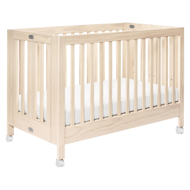 M6601NX,Babyletto,Maki Full-Size Folding Crib w/Toddler Bed Conversion Kit in Washed Natural