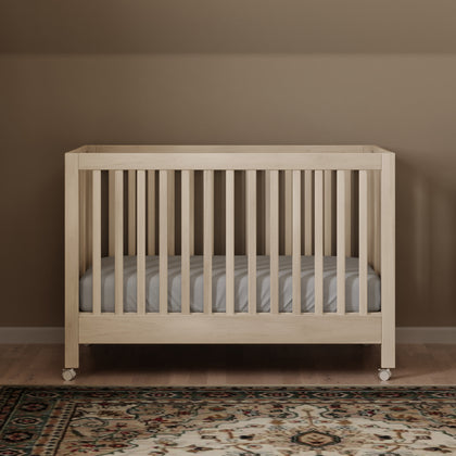 M6601NX,Babyletto,Maki Full-Size Folding Crib w/Toddler Bed Conversion Kit in Washed Natural
