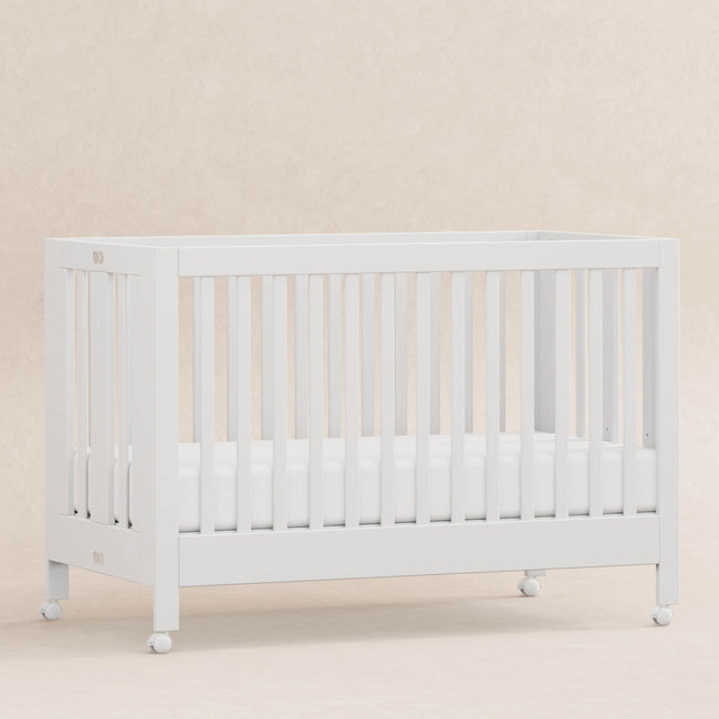 M6601W,Babyletto,Maki Full-Size Folding Crib w/Toddler Bed Conversion Kit in White Finish