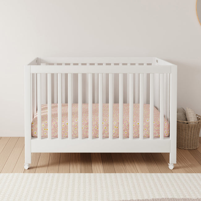 M6601W,Babyletto,Maki Full-Size Folding Crib w/Toddler Bed Conversion Kit in White Finish