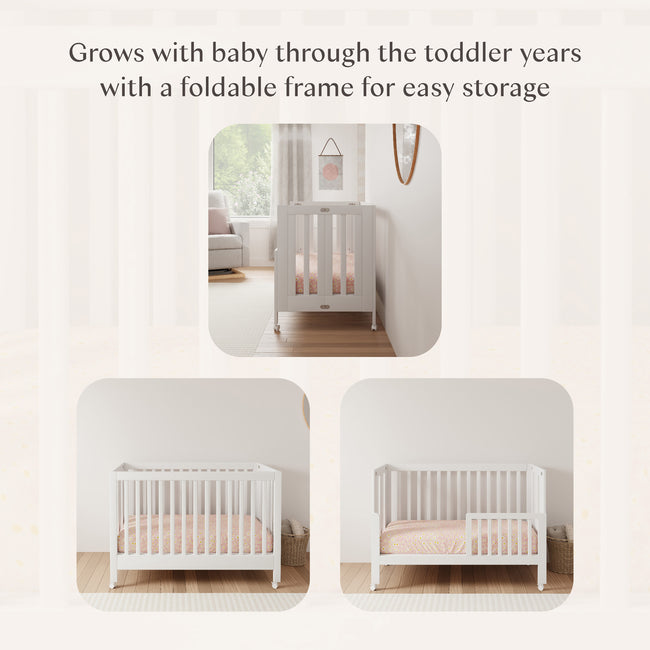 M6601W,Babyletto,Maki Full-Size Folding Crib w/Toddler Bed Conversion Kit in White Finish