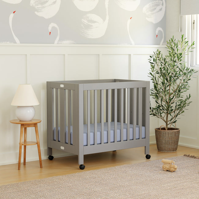 M6698G,Babyletto,Origami Mini Crib in Grey Finish