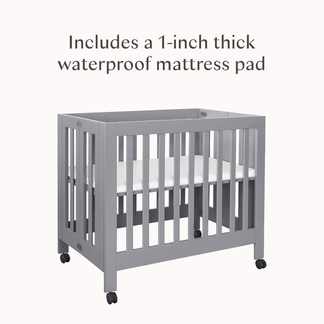 M6698G,Babyletto,Origami Mini Crib in Grey Finish