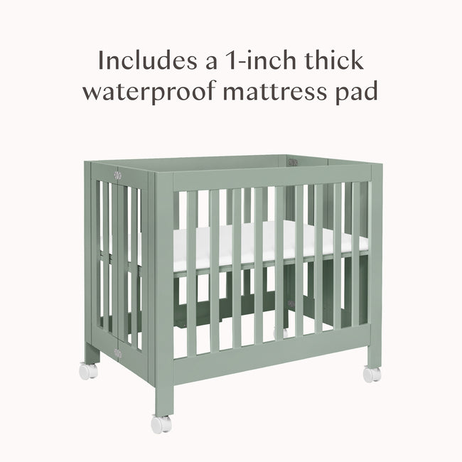 M6698LS,Babyletto,Origami Mini Crib in Light Sage